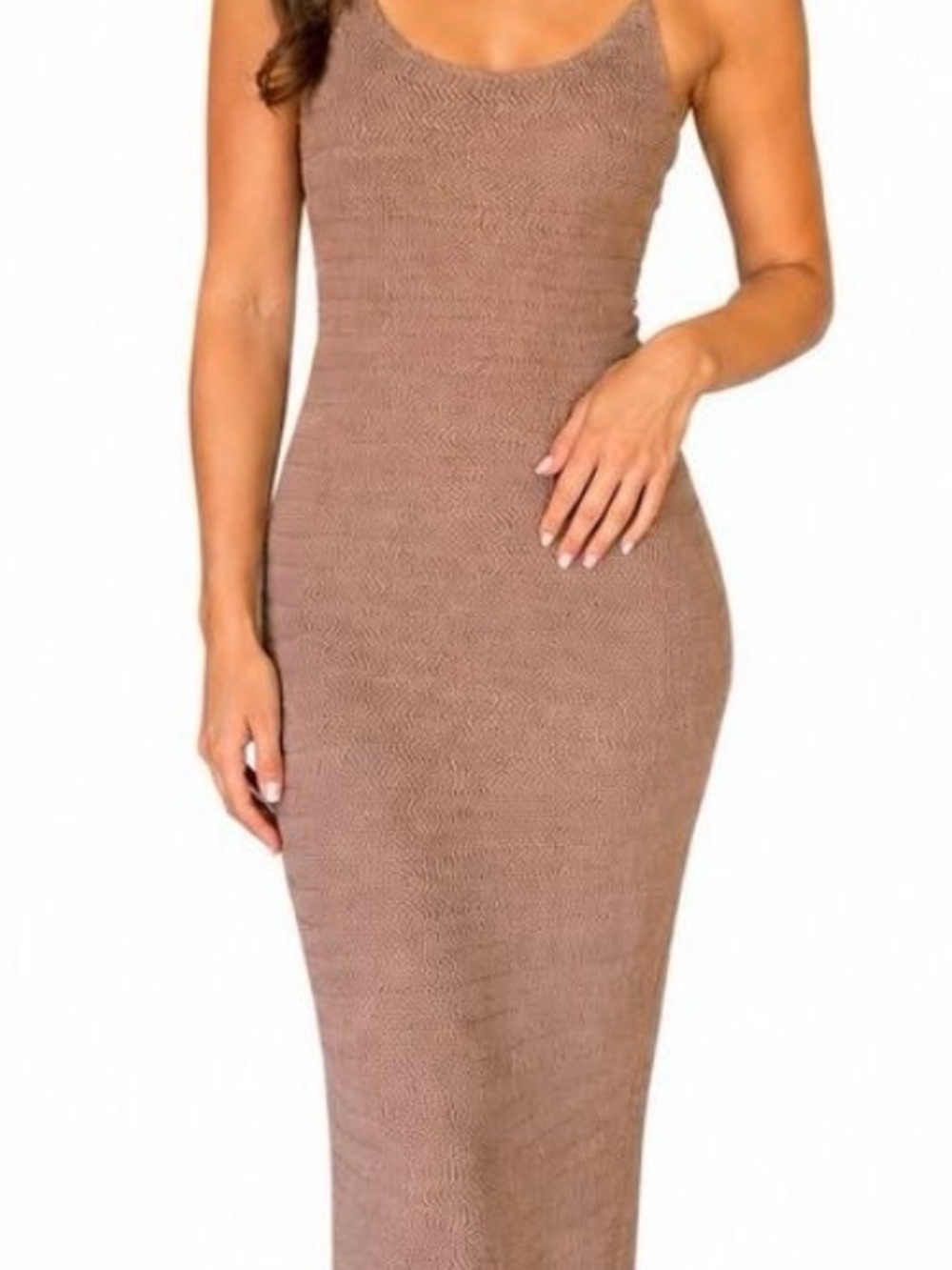 House of Harlow 1960 Tan Ribbed Knit Tank Dress
